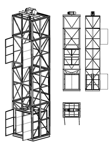 Шахтный подъемник чертеж